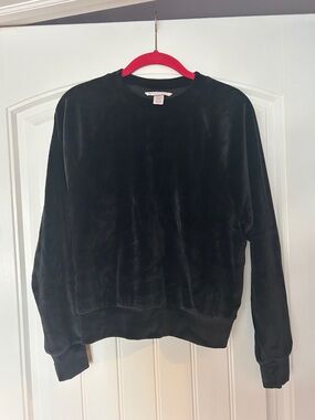 Victoria's Secret Black Velvet-Look Crewneck Sweater